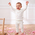Mushmellow Off White Cotton Pointelle Top Bottom 2-Piece Set 