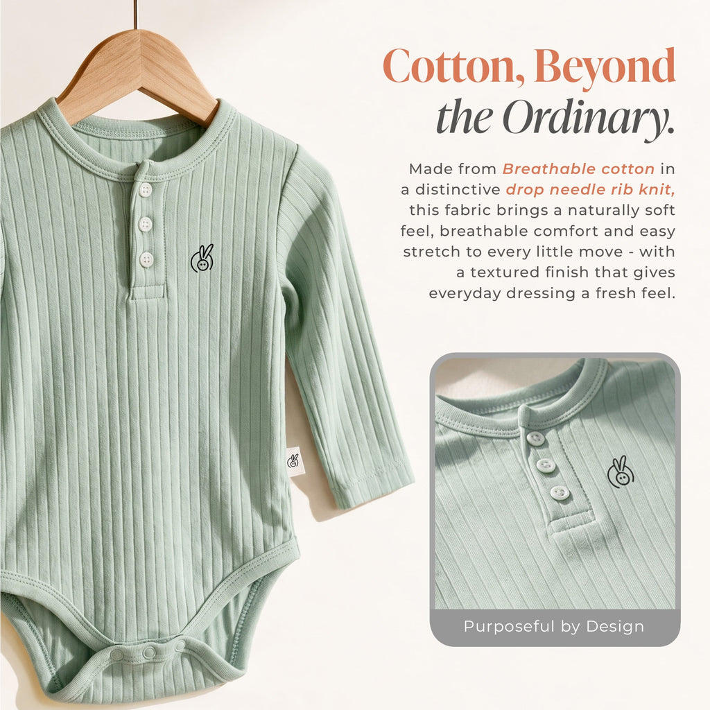 Cotton Drop Needle Full Sleeve Onesie Aqua Foam 0-2 Years