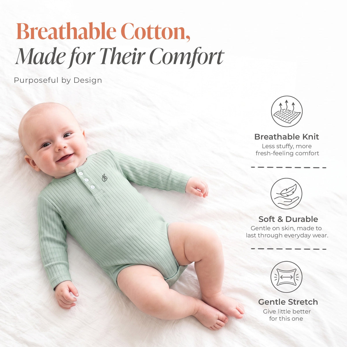 Cotton Drop Needle Full Sleeve Onesie Aqua Foam 0-2 Years