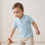 Cotton Drop Needle Half Sleeve Polo T-Shirt Ballad Blue 0-2 Years 