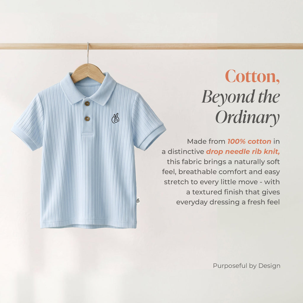 Cotton Drop Needle Half Sleeve Polo T-Shirt Ballad Blue 0-2 Years