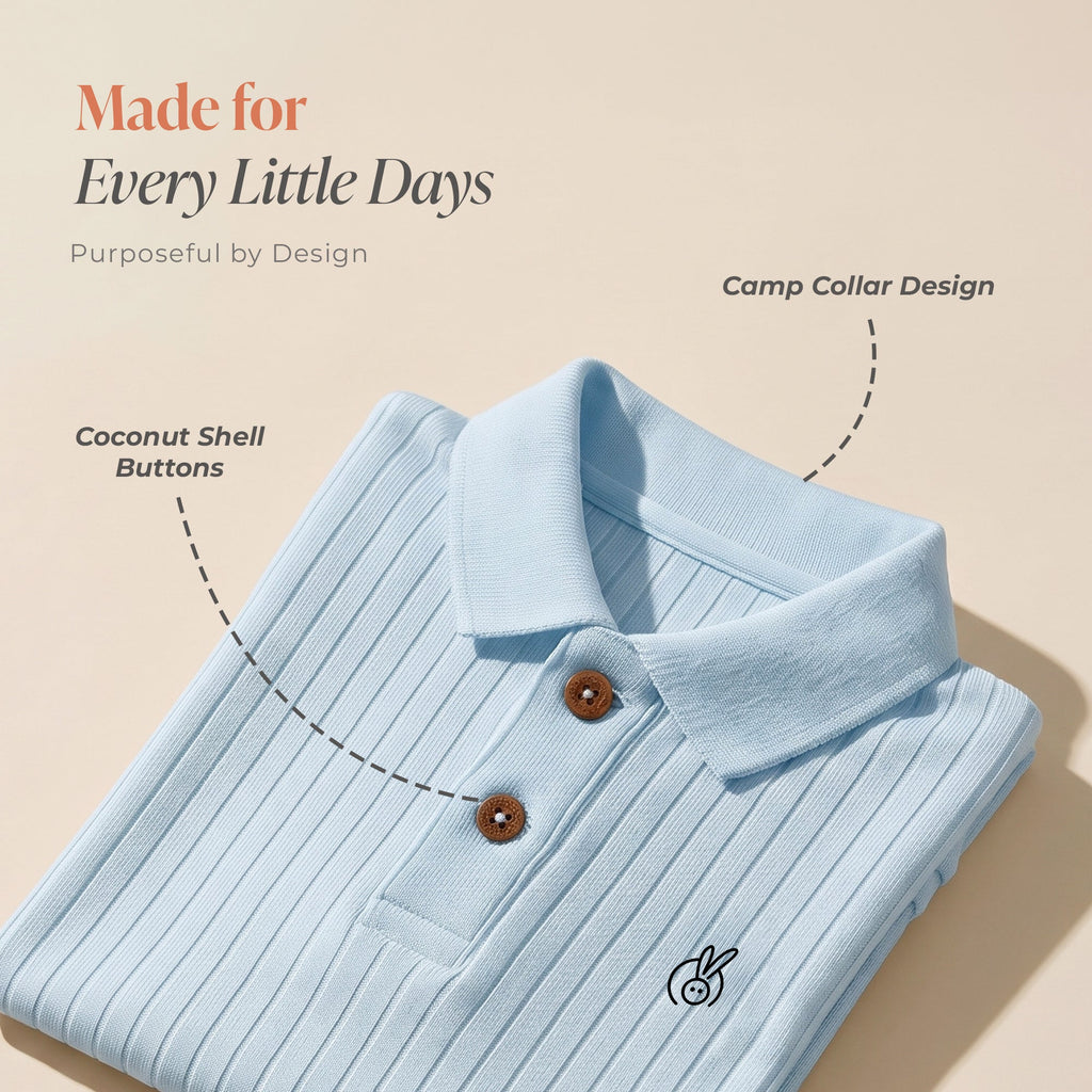 Cotton Drop Needle Half Sleeve Polo T-Shirt Ballad Blue 0-2 Years