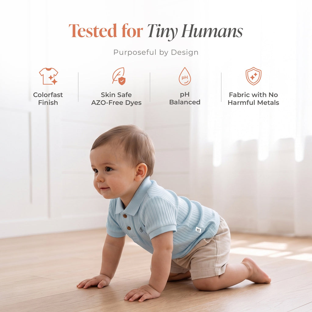 Cotton Drop Needle Half Sleeve Polo T-Shirt Ballad Blue 0-2 Years